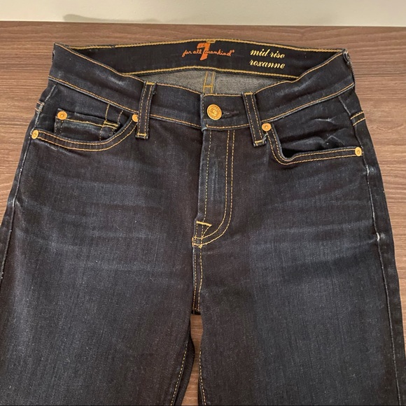 7 For All Mankind Slim Illusion Mid Rise Roxanne Skinny Jeans Classic Dark - Picture 4 of 14